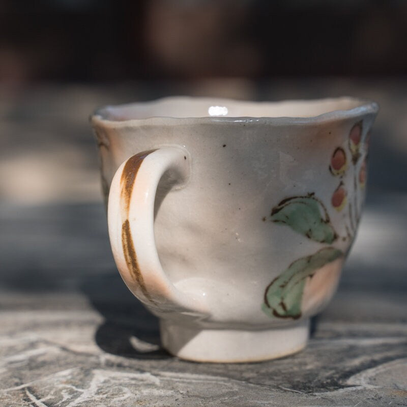 Japanese Hand-Painted Begonia Flower Coffee And Tea Cup