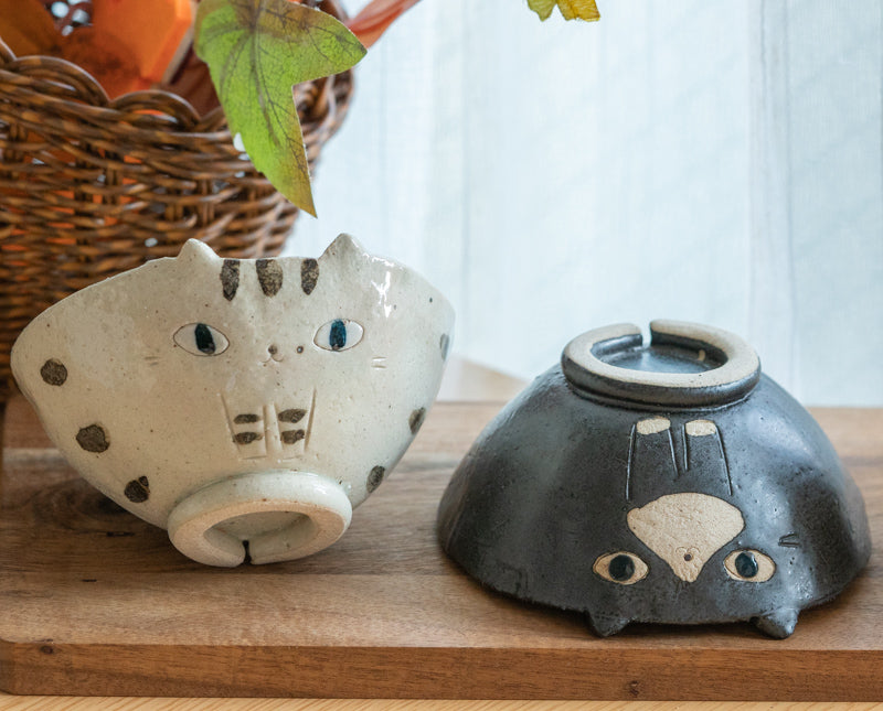 Black And White Cat Bowl, Plate, Mug And Planter