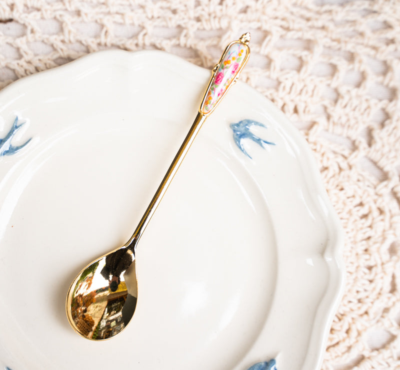 Vintage Style Gilding Dessert Spoon & Fork