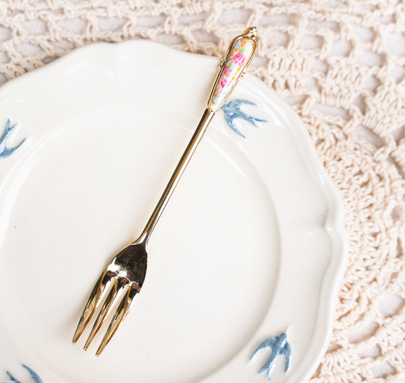 Vintage Style Gilding Dessert Spoon & Fork