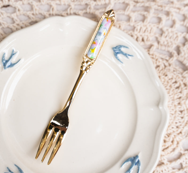 Vintage Style Gilding Dessert Spoon & Fork