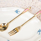 Vintage Style Gilding Dessert Spoon & Fork