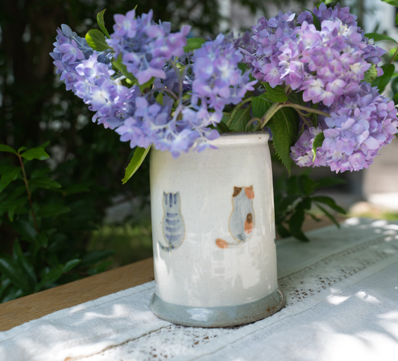 Japanese Cute Ceramic Hand-Painted Cat Tea Pot, Mug, Cup, Bowl And Vase