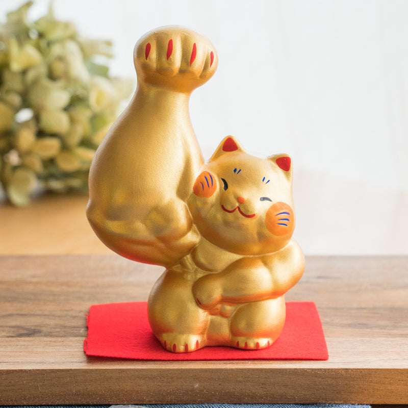 Muscle Arm Lucky Cat Figurine