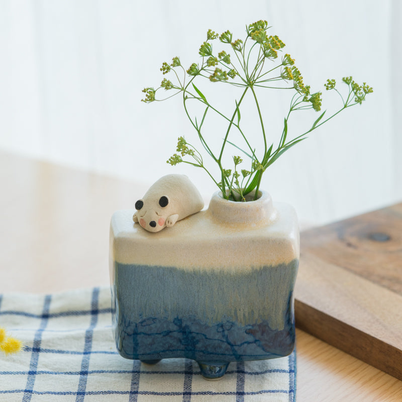 Cute White Bear Flower Vase