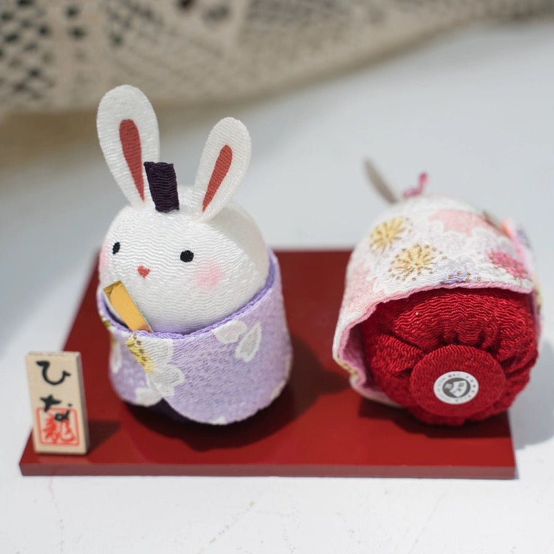 Cute Handmade Rabbit Couple Figure