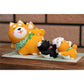 Japanese Cute Shiba Inu With Her Puppies Figurine