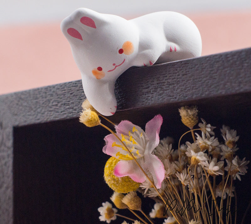 Japanese Cute Cat, Rabbit And Frog Figurine