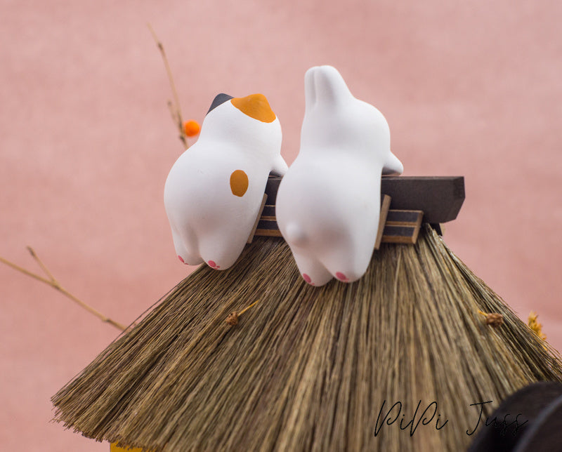 Japanese Cute Cat, Rabbit And Frog Figurine