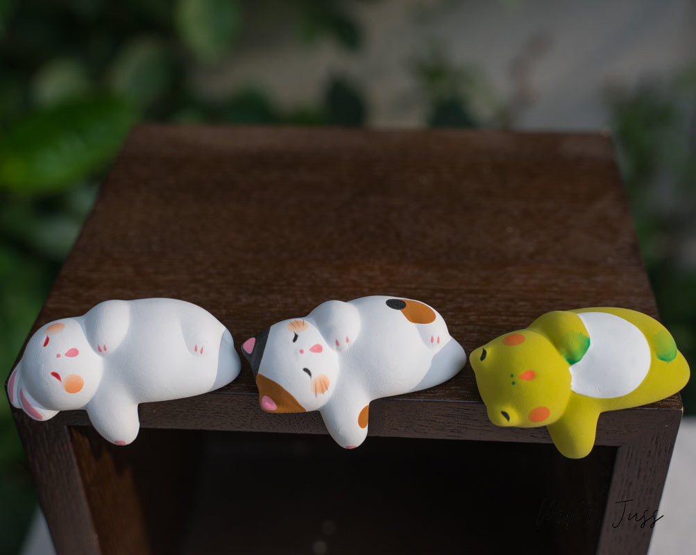 Japanese Cute Cat, Rabbit And Frog Figurine