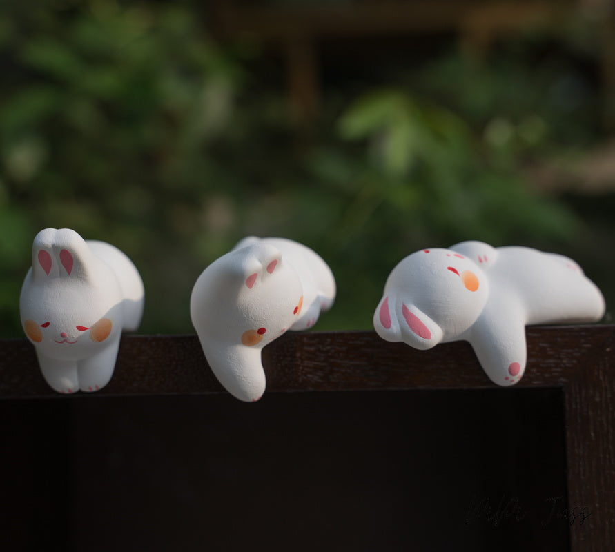 Japanese Cute Cat, Rabbit And Frog Figurine