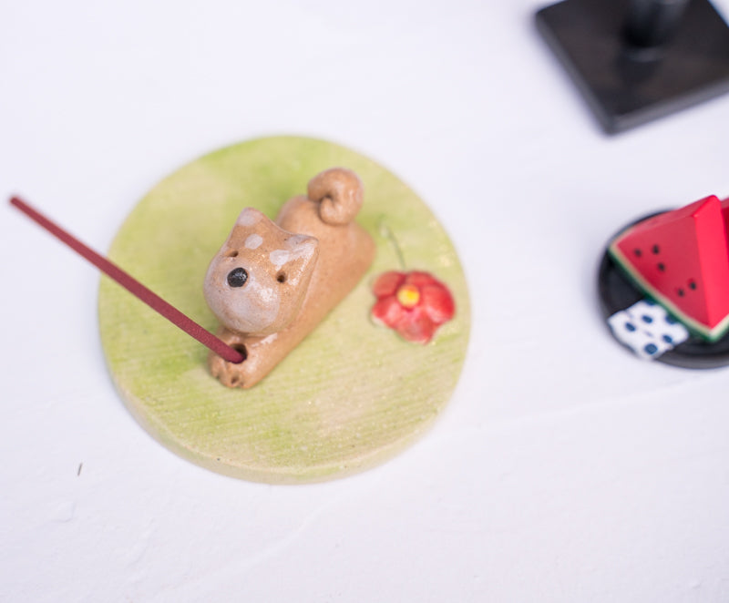 Cute Dog & Daruma Doll Stick Incense Holder