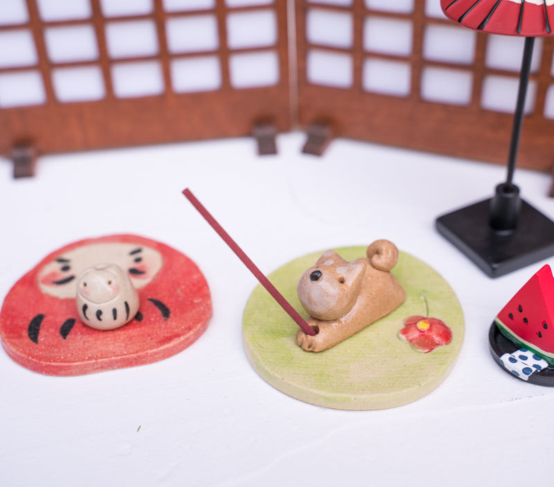 Cute Dog & Daruma Doll Stick Incense Holder