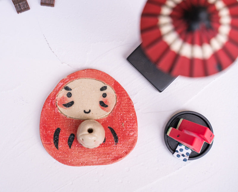 Cute Dog & Daruma Doll Stick Incense Holder