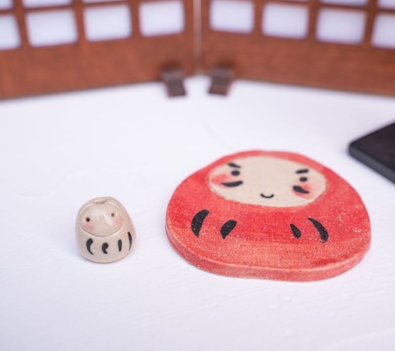 Cute Dog & Daruma Doll Stick Incense Holder