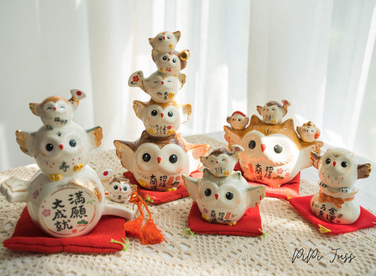 Japanese Cute Owl Figurines