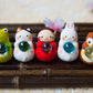 Cute Kitten, Rabbit, Owl, Frog And Daruma Doll Figurines