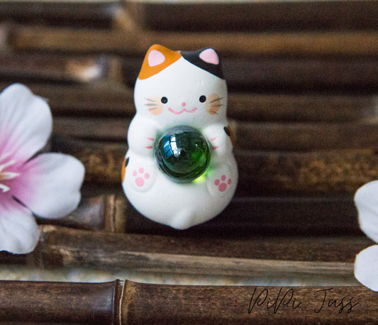 Cute Kitten, Rabbit, Owl, Frog And Daruma Doll Figurines