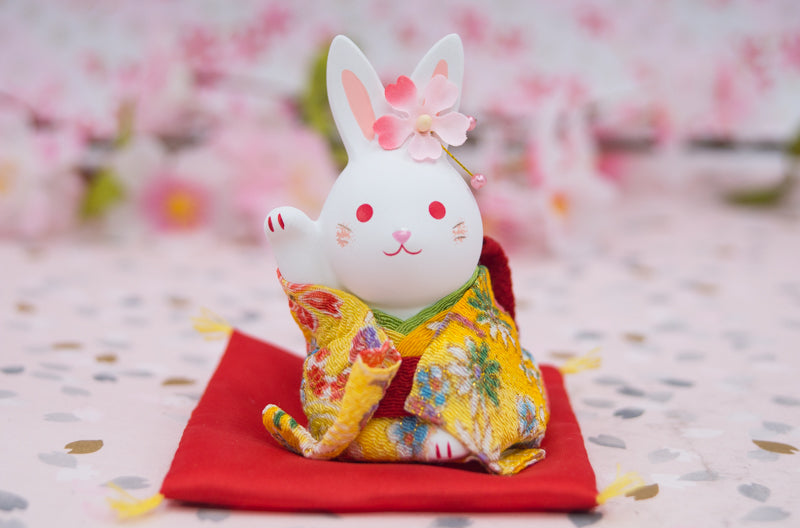 Japanese Cute Handmade Bunny Wearing Kimono Figurine