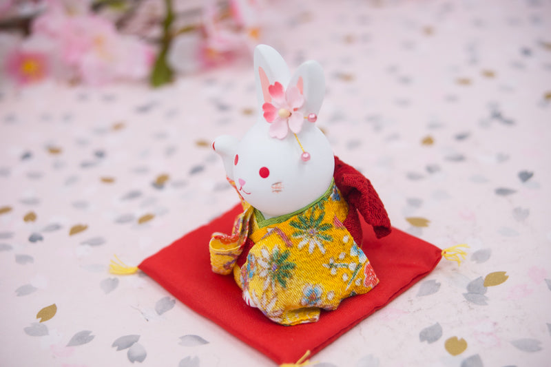 Japanese Cute Handmade Bunny Wearing Kimono Figurine