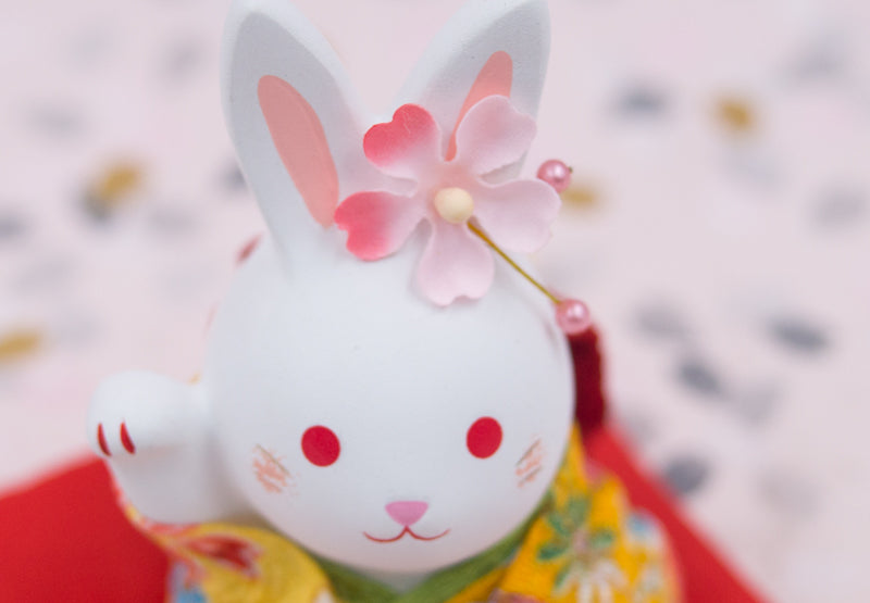 Japanese Cute Handmade Bunny Wearing Kimono Figurine