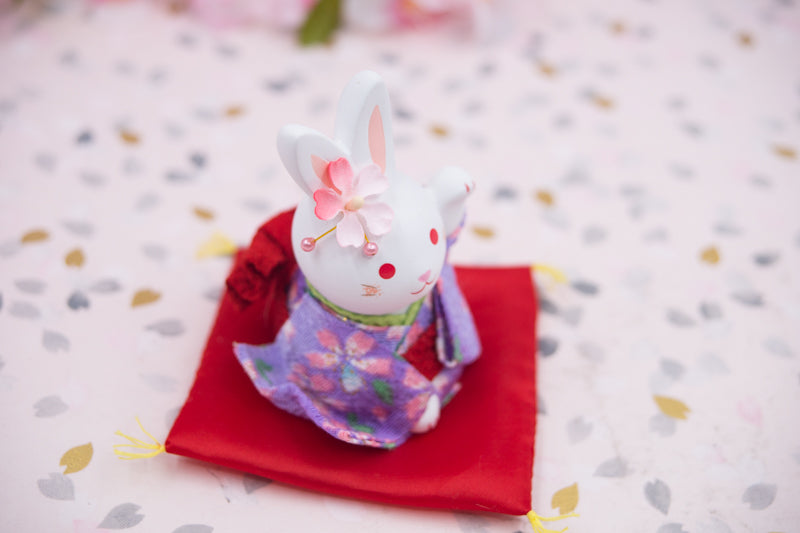 Japanese Cute Handmade Bunny Wearing Kimono Figurine