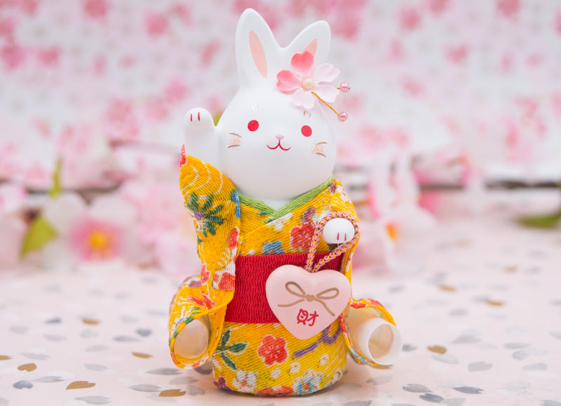 Japanese Cute Handmade Bunny Wearing Kimono Figurine