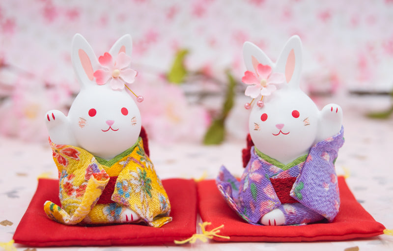 Japanese Cute Handmade Bunny Wearing Kimono Figurine