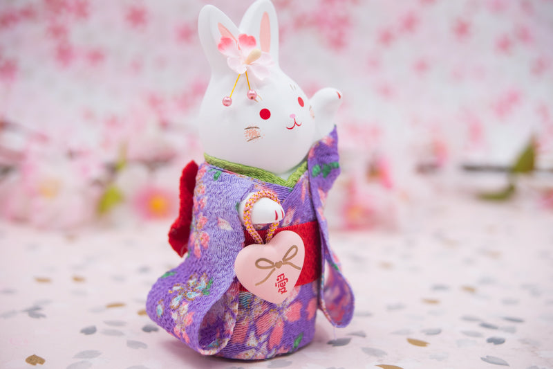 Japanese Cute Handmade Bunny Wearing Kimono Figurine