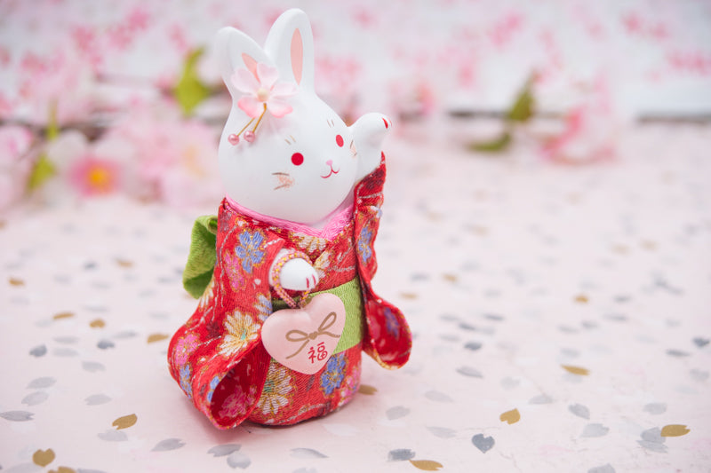 Japanese Cute Handmade Bunny Wearing Kimono Figurine