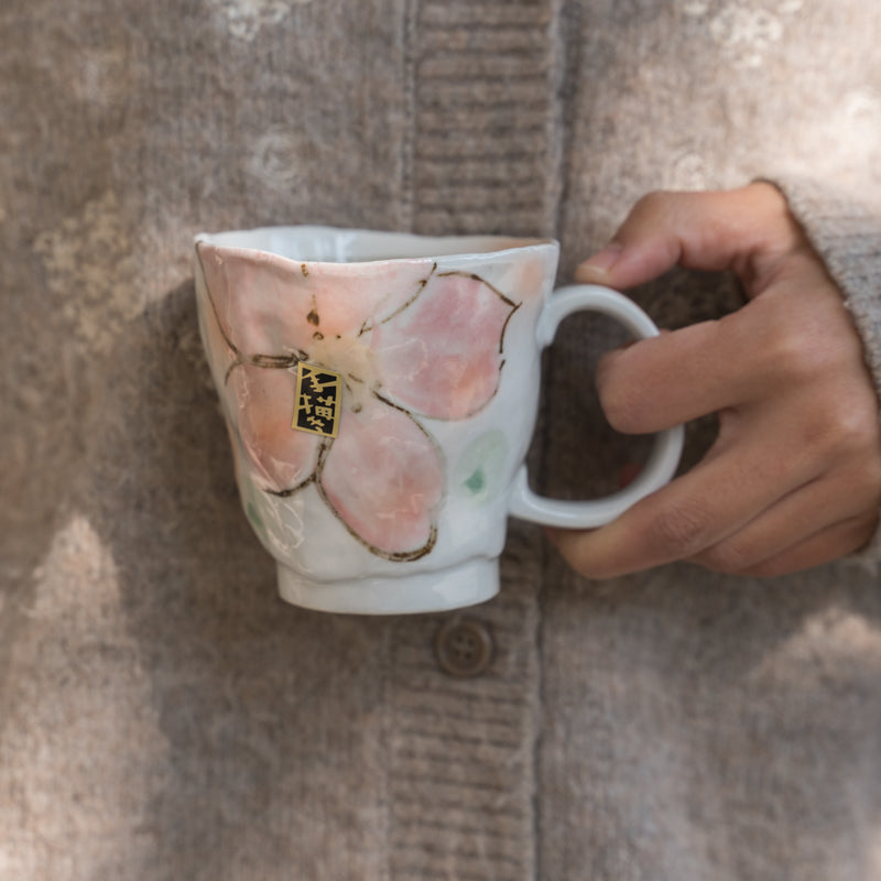 Japanese Vintage Hand-Painted Pink Sakura Coffee Cup