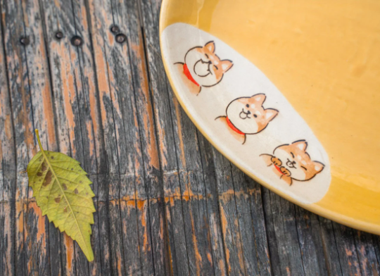 Cute Hand-Painted Shiba Inu Dogs Coffee Mug & Plate