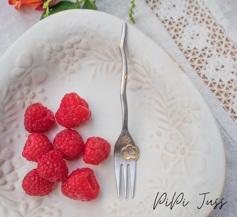 Plum Blossom Coffee & Dessert Spoon And Fork