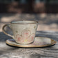 Japanese Vintage Pink Sakura Hand-Painted Tea Cup Saucer Set