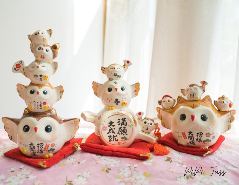 Japanese Cute Owl Figurines