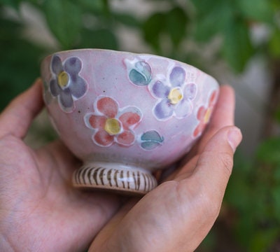 Japanese Vintage Hand-Painted Flower Coffee Mug & Tea Pot