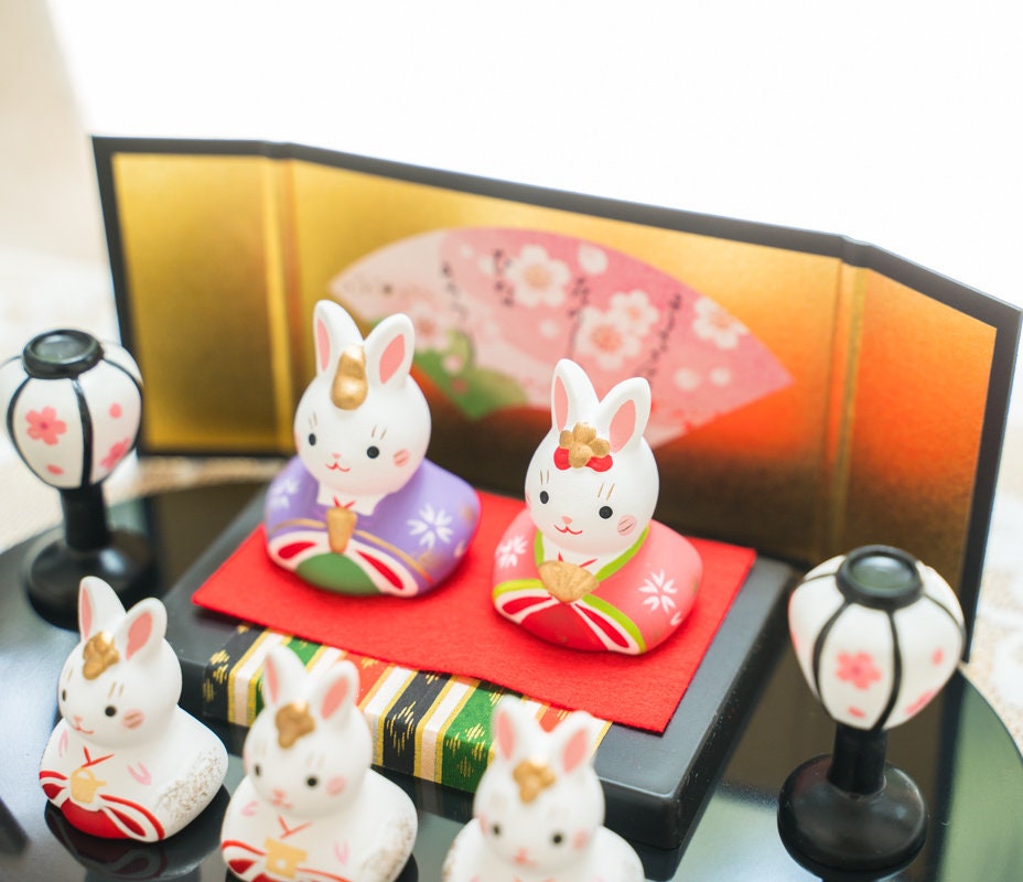 Japanese Cute Rabbit Family Figurine