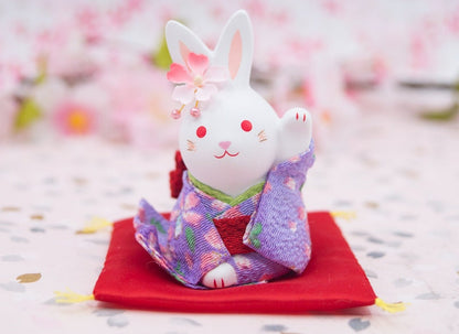 Japanese Cute Handmade Bunny Wearing Kimono Figurine