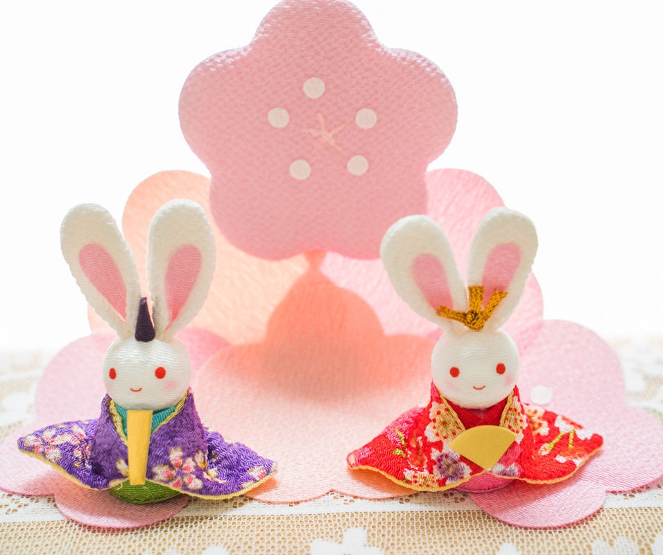 Japanese Cute Handmade Rabbit Couple Figure